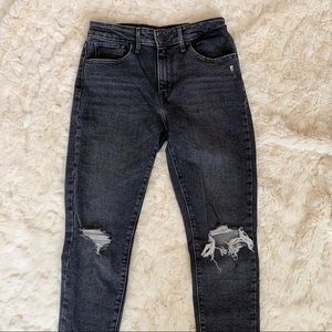 Levi’s 721 High Rise Distressed Grey Skinny Jeans